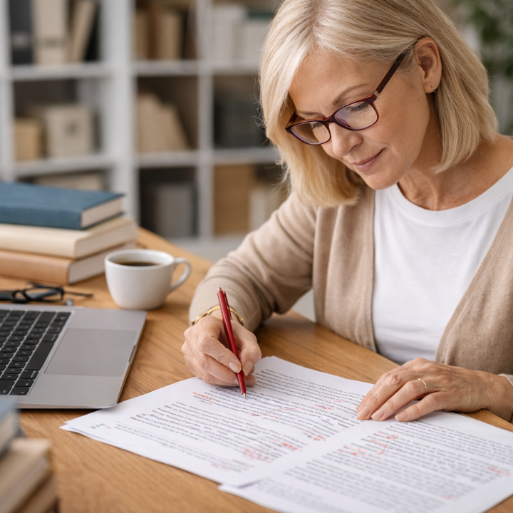 kldw-publishing-Proof-reading Proofreading and reviewing a printed manuscript with editorial corrections